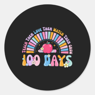 100 Days Of School Retro Rainbow 100th Day Of Scho Classic Round Sticker