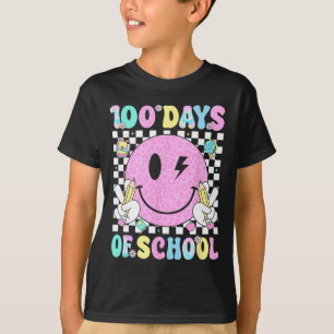 100 Days Of School Retro Smile Face Teacher Kids 1 T-Shirt