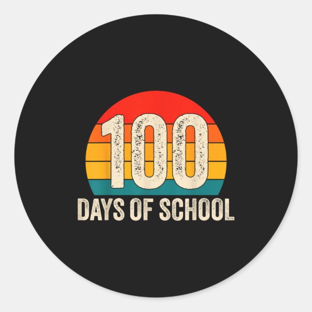 100 Days Of School Retro Teachers Boys 100th Day O Classic Round Sticker (Front)