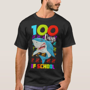 100 Days Of School Shark Lover Boys Girls 100 Days T-Shirt
