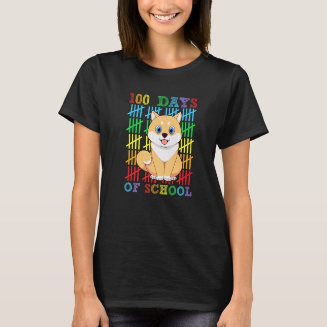 100 Days of School Shiba Inu Dog Lover Cool 100th  T-Shirt (Front)