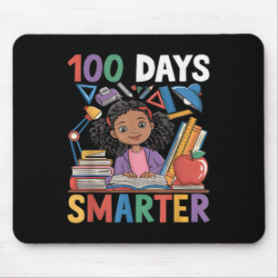 100 Days Of School Shirt Afro Girl Kids 100th Day Mouse Mat