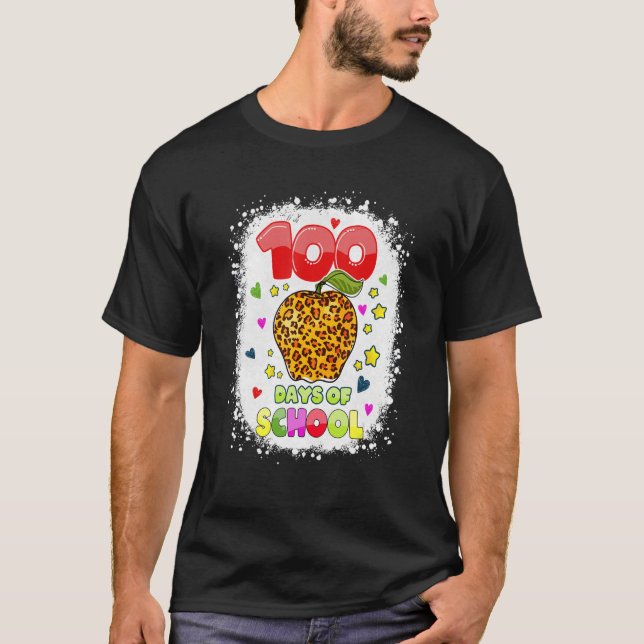 100 Days Of School Shirt For Teachers Kids Leopard (Front)