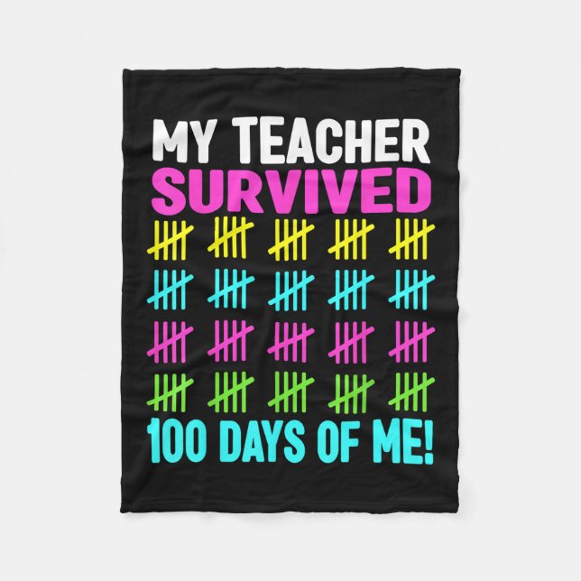 100 Days Of School Shirt Girls Kids 100th Day Of Fleece Blanket (Front)