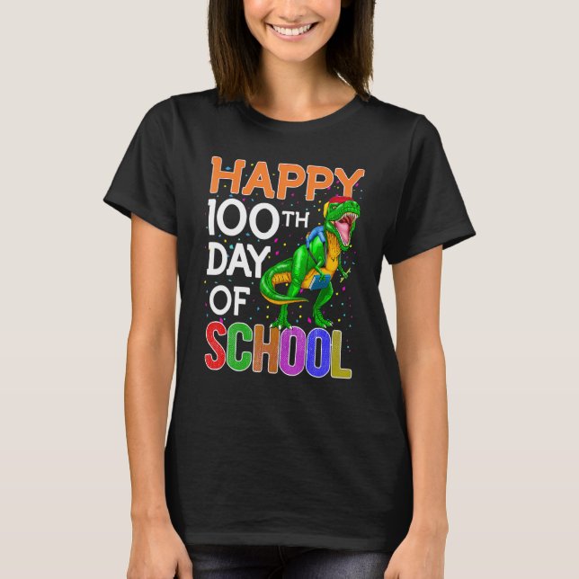 100 Days Of School Shirt Kids Boy Dinosaur T Rex P (Front)