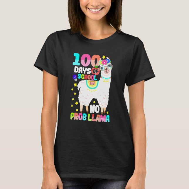 100 Days Of School Shirt No Probllama Llama 100 Da (Front)