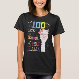 100 Days Of School Shirt No Probllama Llama 100Th