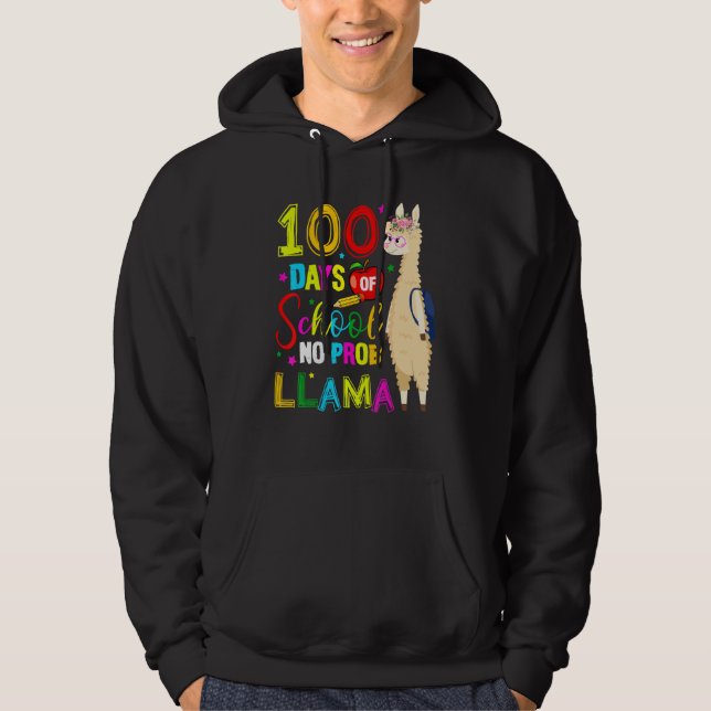 100 Days Of School Shirt No Probllama Llama 100th  (Front)