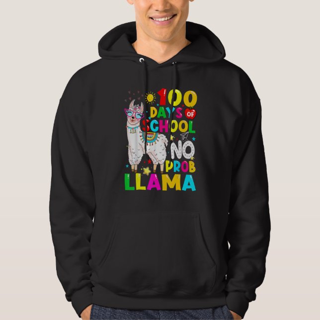 100 Days Of School Shirt No Probllama Llama 100th  (Front)