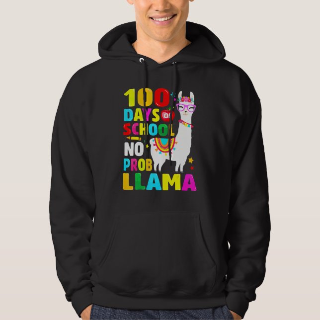 100 Days Of School Shirt No Probllama Llama 100th  (Front)
