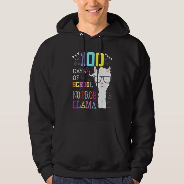 100 Days Of School Shirt No Probllama Llama 100th  (Front)