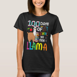 100 Days Of School Shirt No Probllama Llama 100th 