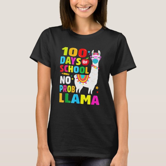 100 Days Of School Shirt No Probllama Llama Face M (Front)