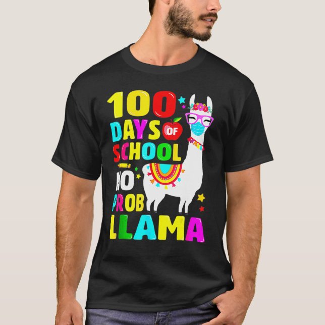100 Days Of School Shirt No Probllama Llama Face M (Front)