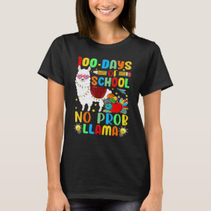 100 Days of School Shirt No Probllama Llama Plaid 