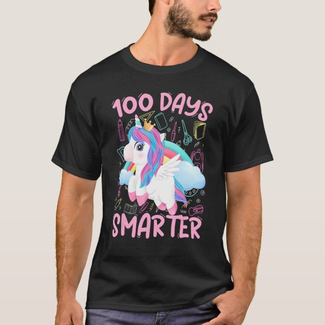 100 Days of School Shirt Unicorn Girls 100th Day O (Front)