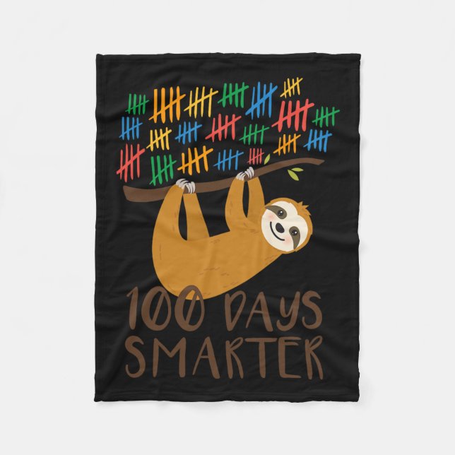 100 Days Of School Sloth  Fleece Blanket (Front)