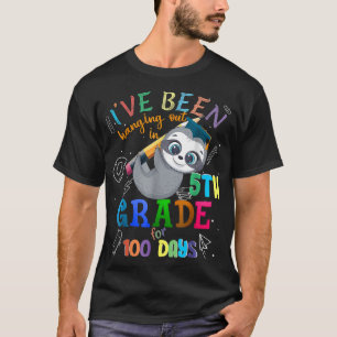 100 Days Of School Sloth Hanging Out In 5th Grade T-Shirt