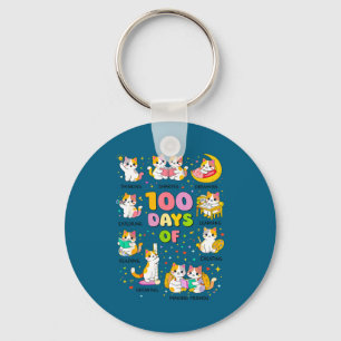 100 days of school smarter cute cats kitten key ring