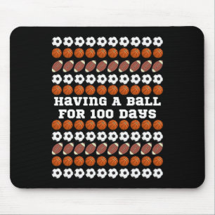 100 Days Of School Soccer Basketball Football Boys Mouse Mat