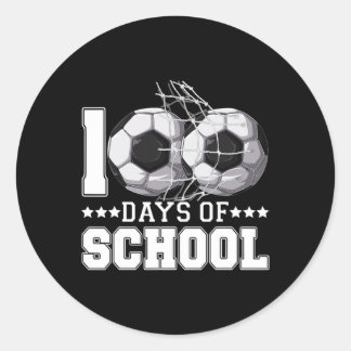 100 Days Of School Soccer By Net 100 Days Smarter  Classic Round Sticker