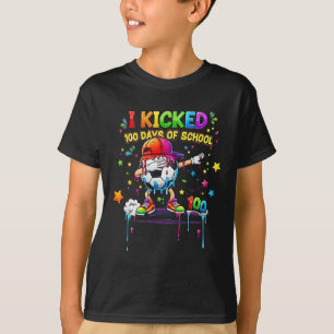 100 Days Of School Soccer Drip Kids Boys Funny 100 T-Shirt
