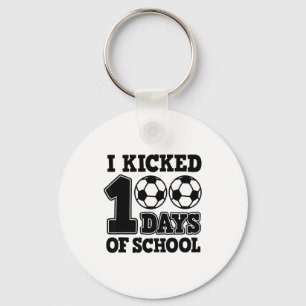 100 Days Of School Soccer Football Key Ring