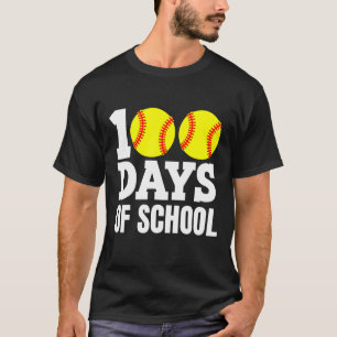100 Days Of School Softball 100 Days Smarter T-Shirt