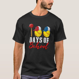 100 days of school Softball Teacher Kids 100th day T-Shirt