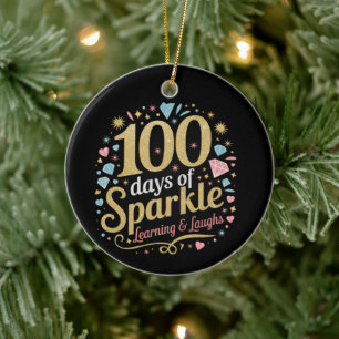 100 Days of School Sparkle Learning and Laughs Ceramic Tree Decoration
