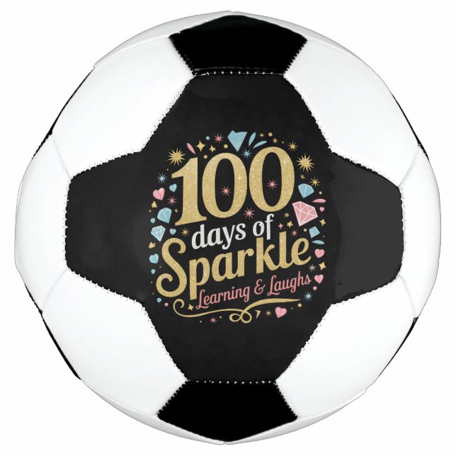 100 Days of School Sparkle Learning and Laughs Football (Front)