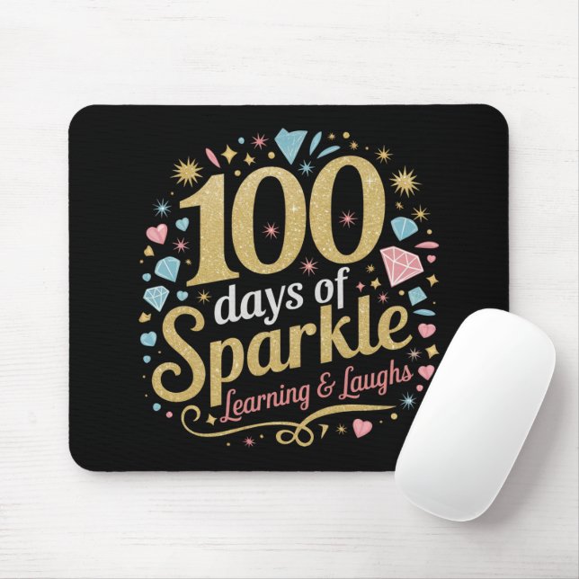 100 Days of School Sparkle Learning and Laughs Mouse Mat (With Mouse)