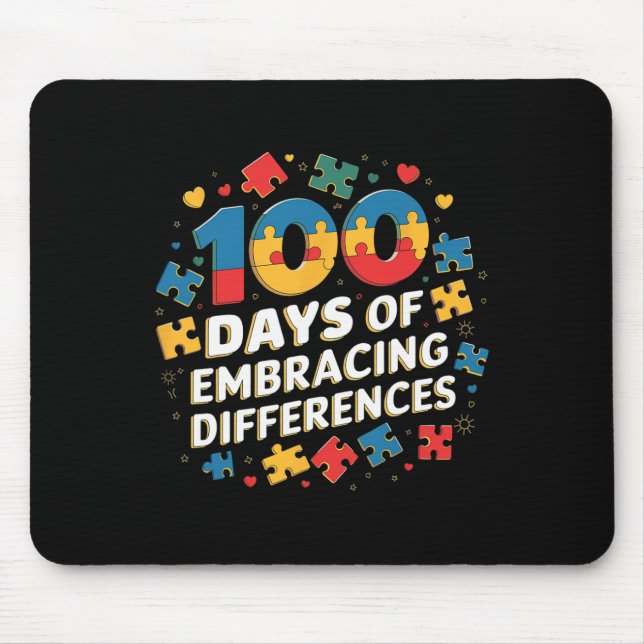 100 Days Of School Sped Teacher Embracing Differen Mouse Mat (Front)