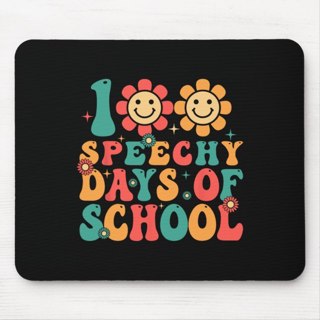 100 Days Of School Speech Therapy Groovy Slp Teach Mouse Mat (Front)