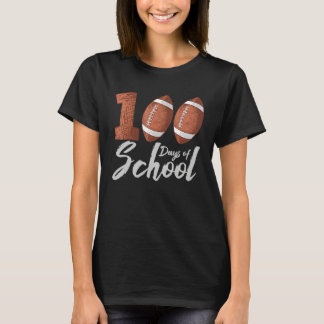100 Days of School Sports Ball Lineman American Fo T-Shirt