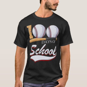 100 Days of School Sports Game Baseball Player Stu T-Shirt