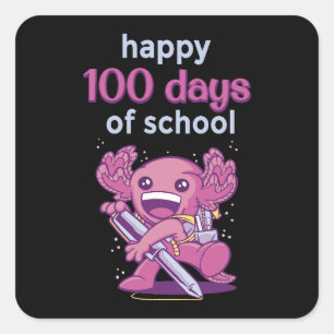 100 days of school square sticker