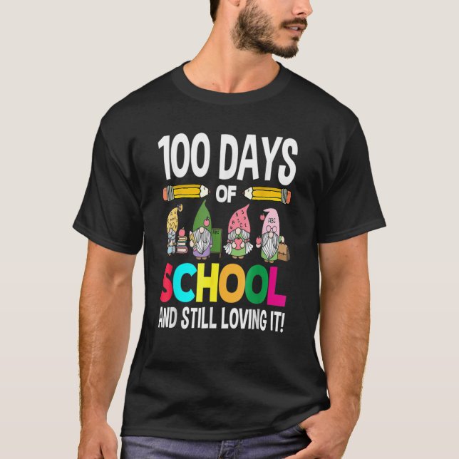 100 Days Of School Still Loving It Gnomes Student  T-Shirt (Front)
