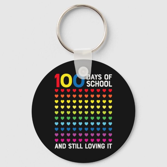 100 Days of School Still Loving It Hearts 100th Da Key Ring (Front)