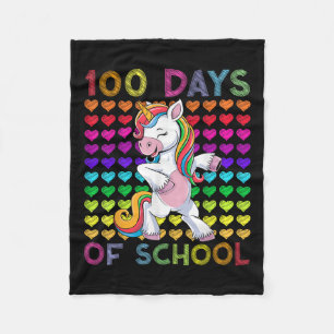 100 Days Of School Still Loving It Hearts Unicorn Fleece Blanket