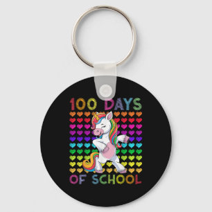 100 Days Of School Still Loving It Hearts Unicorn Key Ring