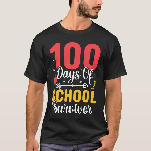 100 Days Of School Survivor  100 Days of School T-Shirt (Front)