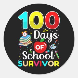 100 Days Of School Survivor Teachers & Boys Ki Classic Round Sticker