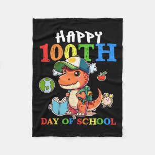 100 Days Of School T Rex Dinosaur Teacher Boy  Fleece Blanket