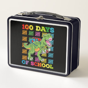 100 Days Of School T Rex Dinosaur Teacher Student Metal Lunch Box