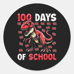 100 Days Of School T-rex Kids Boys 100th Day Of Classic Round Sticker