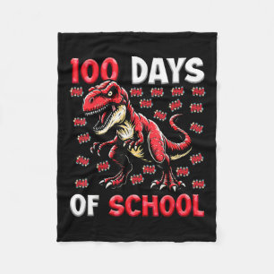 100 Days Of School T-rex Kids Boys 100th Day Of Fleece Blanket