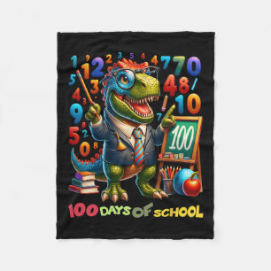 100 Days Of School T-rex Math Fun For Teachers And Fleece Blanket