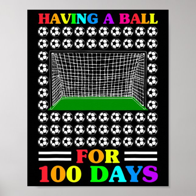 100 Days Of School Teacher 100th Day Soccer For Bo Poster (Front)