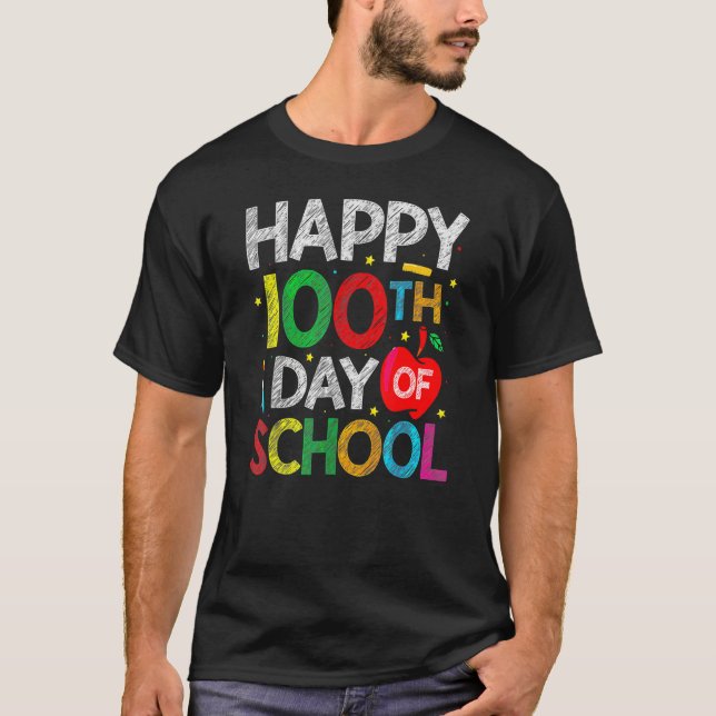 100 Days Of School Teacher And Kids Happy 100th Da T-Shirt (Front)
